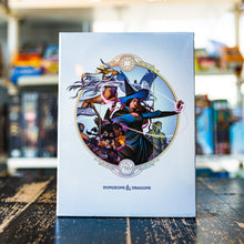 Load image into Gallery viewer, Dungeons &amp; Dragons game box with characters on a wooden surface
