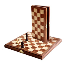 Load image into Gallery viewer, Chess: Magnetic Folding Walnut Wood Set

